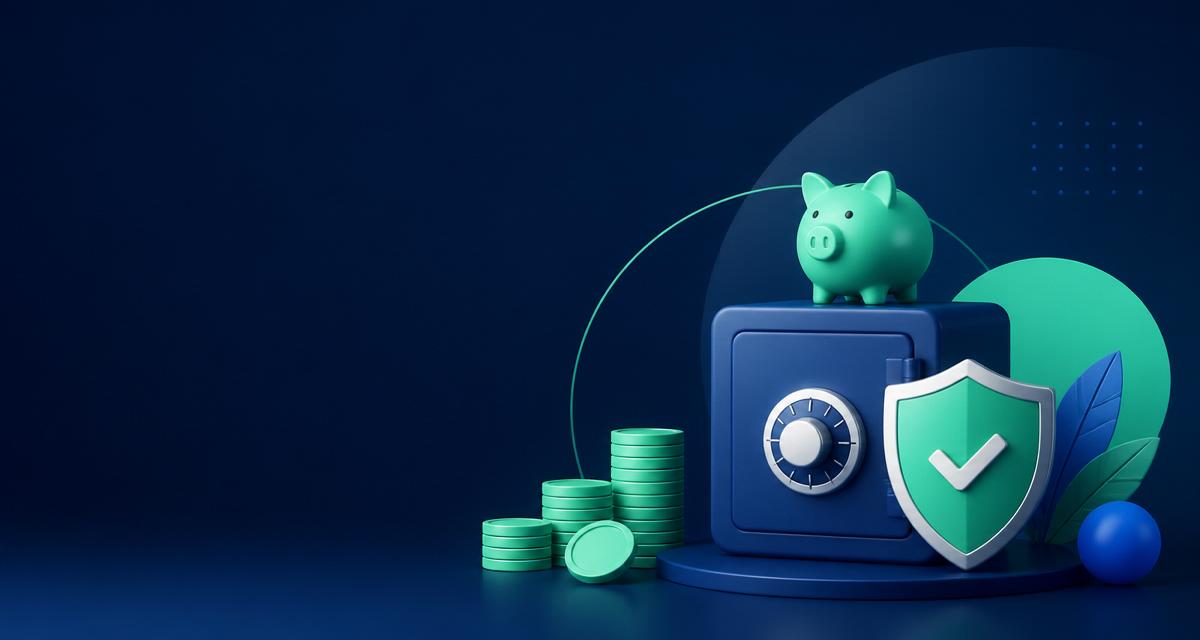 Cofre com porquinho e escudo de proteção financeira