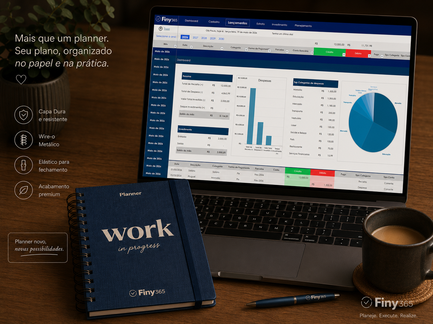 Planner físico + planilha para organizar seu dia a dia